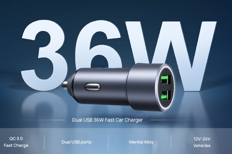 JSAUX Dual QC 3.0 USB Ports 36W:6A Fast Car Charger