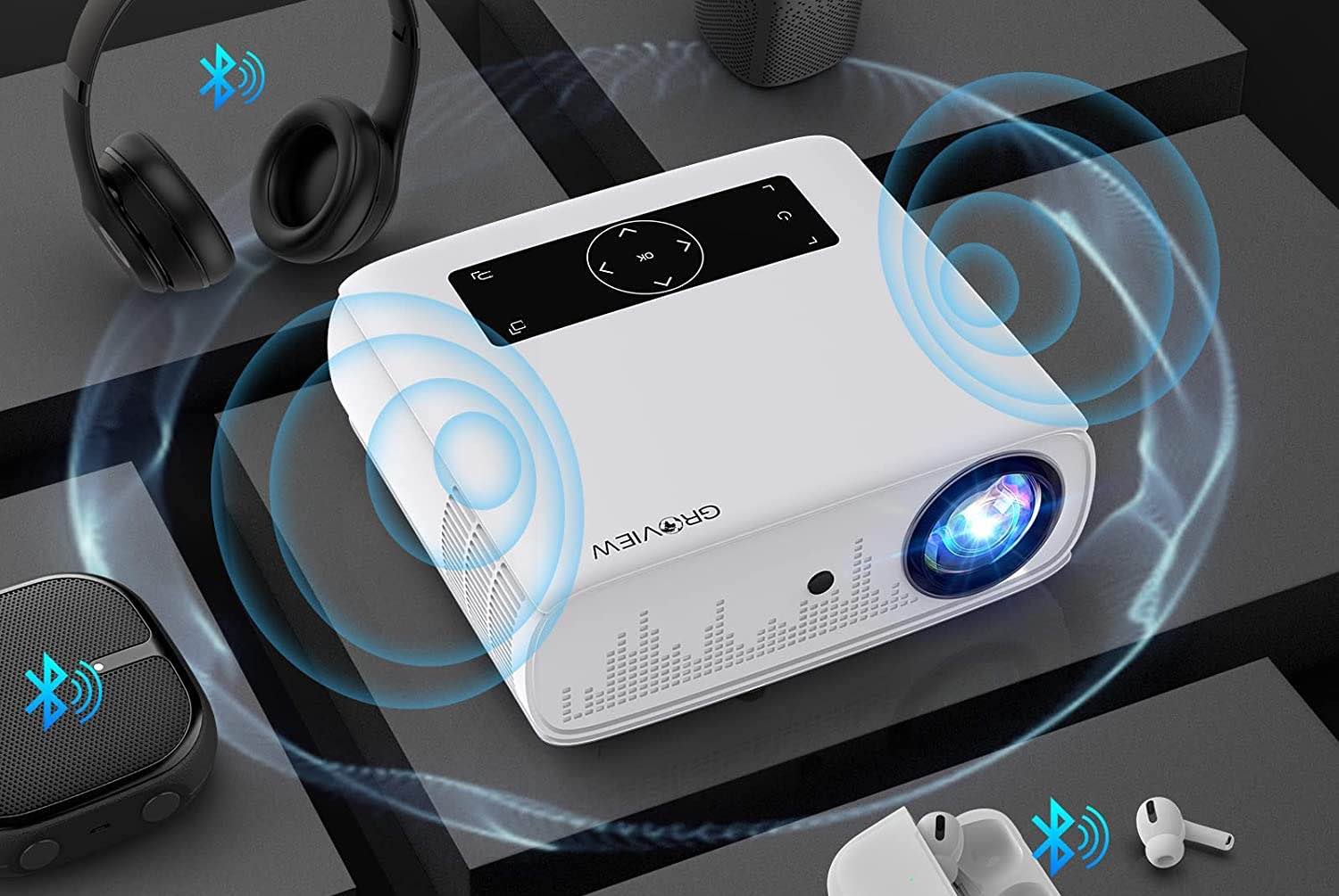 Groview 1080P WiFi Bluetooth Projector