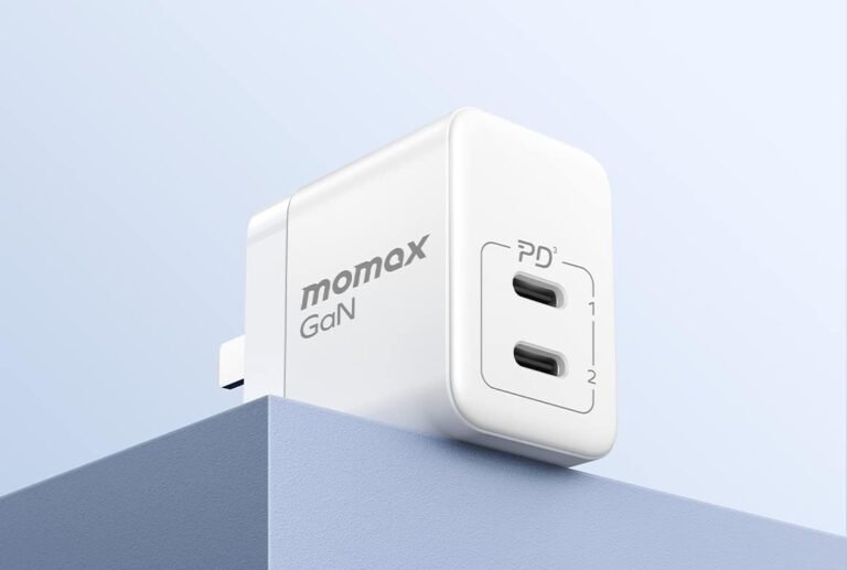 MOMAX Dual Port 35W USB C GaN Charger with Foldable Plug