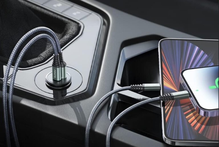 AINOPE 54W USB-C:A Car Charger with MFi USB-C to Lightning Cable