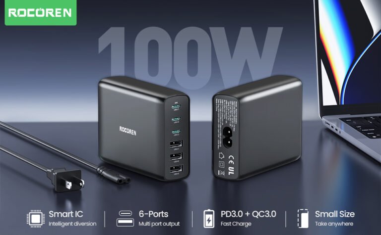 Rocoren 100W 6-Port PD3.0 QC4.0 PPS USB-C Charger