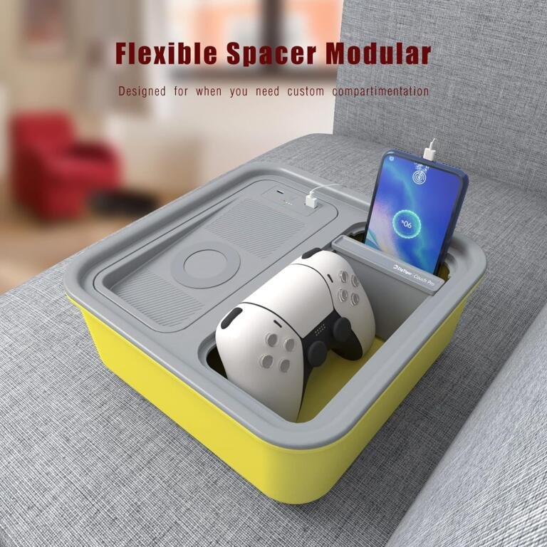 Upgrade Your Couch With Popular Cup Holder Tray with 10000mAh Wireless Power Bank For Smartphones At $54, usually sold for $74 1