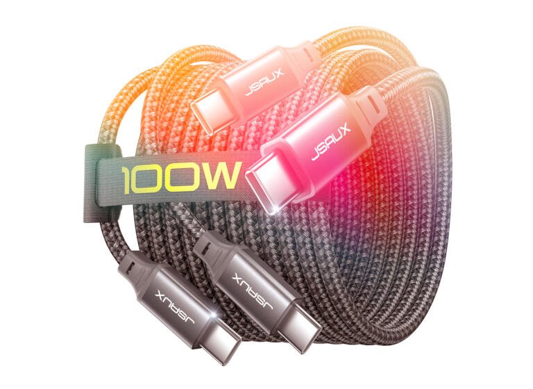 JSAUX two pack 100W USB C to USB C Charger Cable for iPad/Mac/iPhone 15 just $7 1