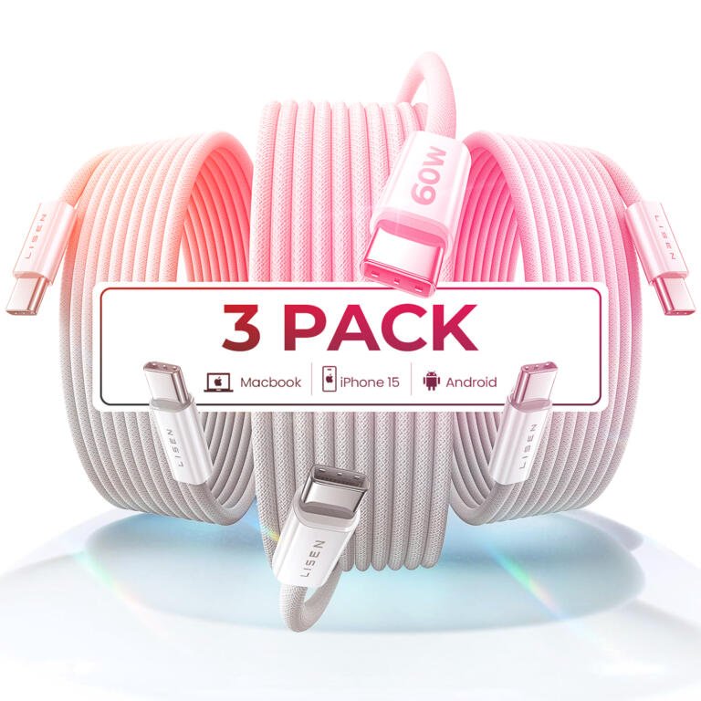 Lisen 6.6 FT 60W USB-C to USB-C Cable For iPhone 15, MacBook & iPad available for $5.97 (3 pack) 1