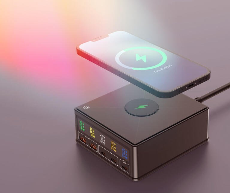 $44 gets you this 5-Port USB-C and USB-A GaN Charger with Wireless Charging for your Apple Devices! 1