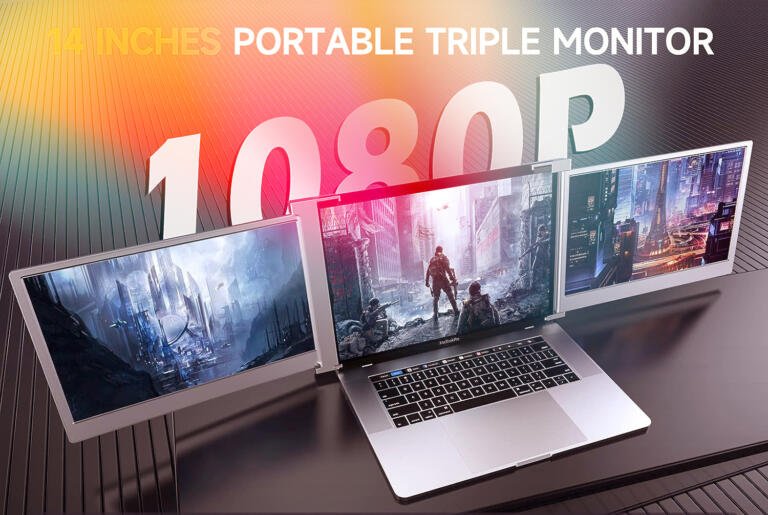 This 14" Triple Portable Monitor is made for laptops including MacBook, discounted to $292 from $450 price tag 1