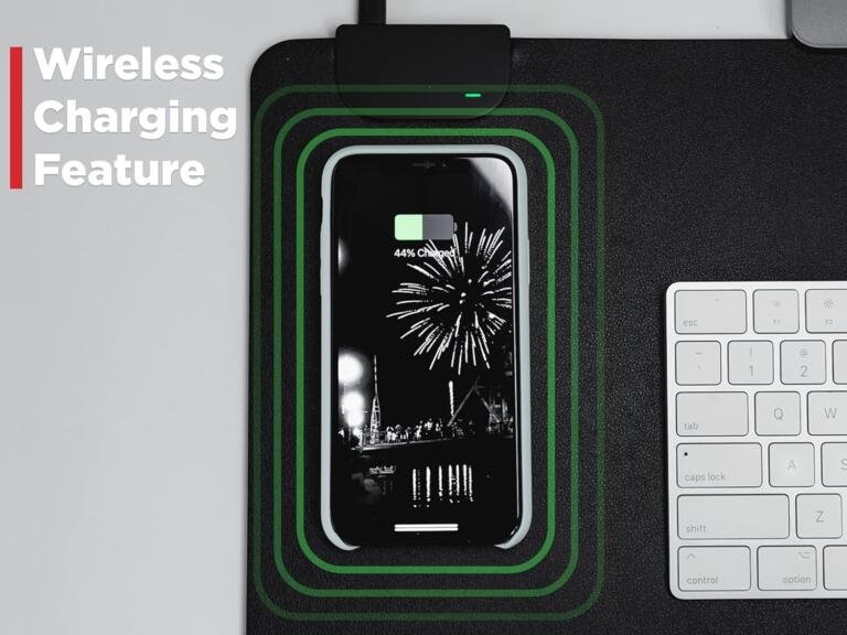 Sleek Desk Pad with Phone Charger - Affordable at $30 1