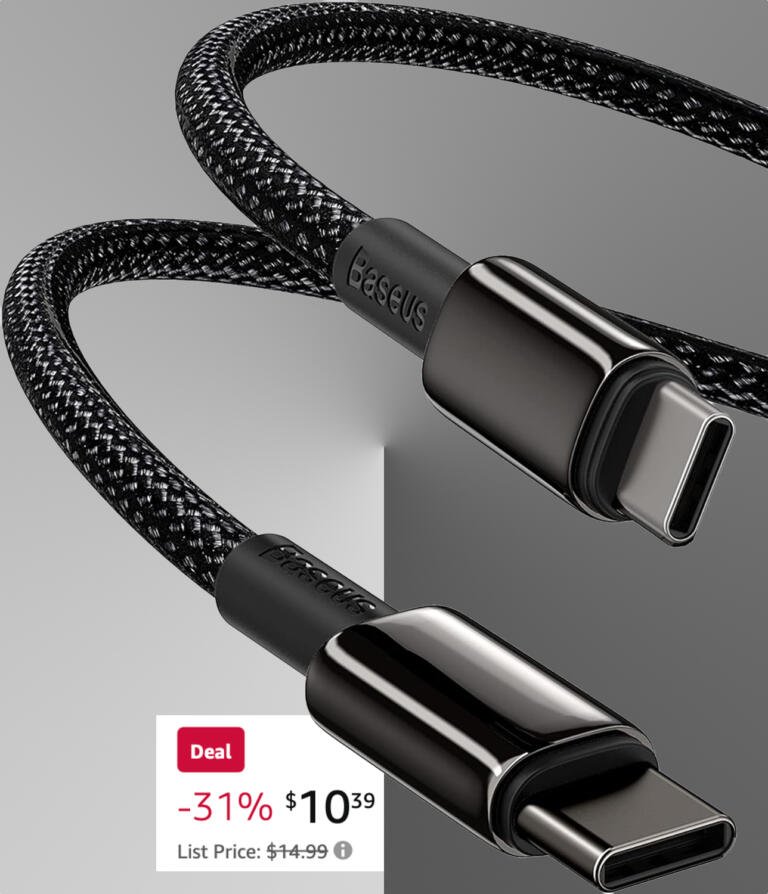 Save 25% on Baseus USB C Cable - Now Only $10.39! 3