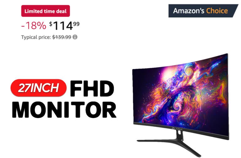This 27" Curved Monitor With 100HZ Refresh Rate is Great For Mac Mini At $115 1