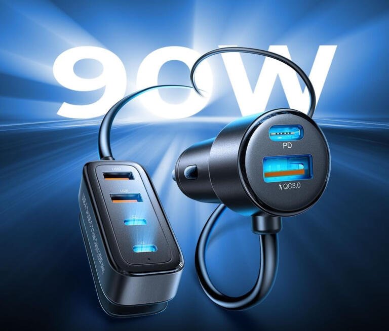 AINOPE 90W USB C Car Charger 6-Port Just $15 Right Now 4