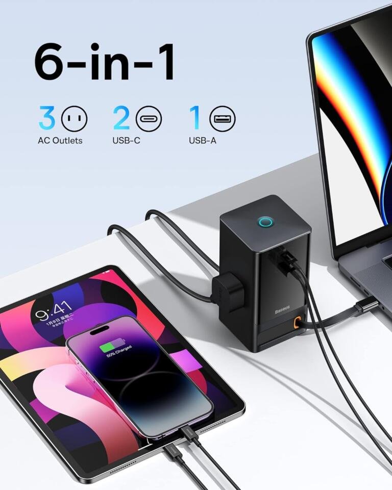 Baseus 6-in-1 65W Power Strip For Smartphone, Tablets, Laptops Just $56, Was $80 17