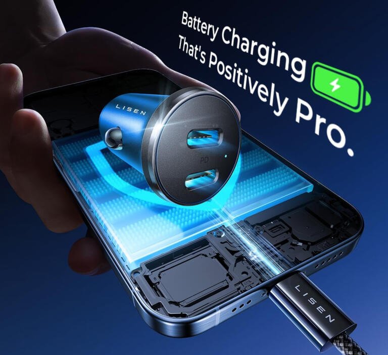 LISEN Dual PD 45W+45W USB C Car Charger Fast Charging For Smartphone Currently $13.47 12