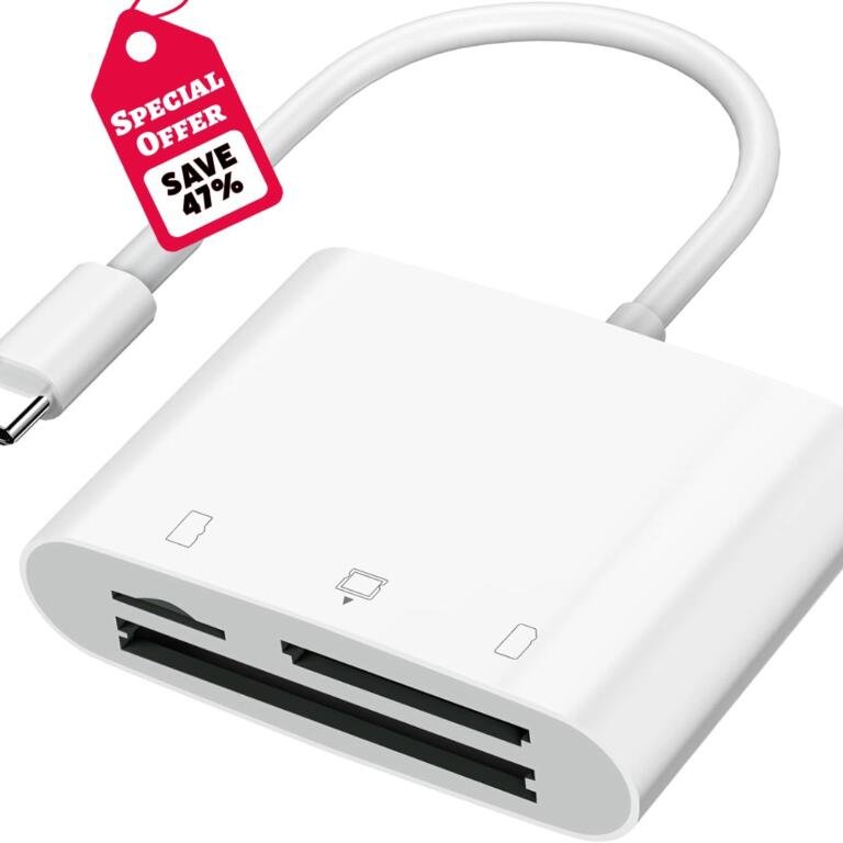 Save 50% on SD Card Reader USB C for iPhone 15/Android Phone/iPad/Mac/Laptop - Now $12.74 on Amazon! 1