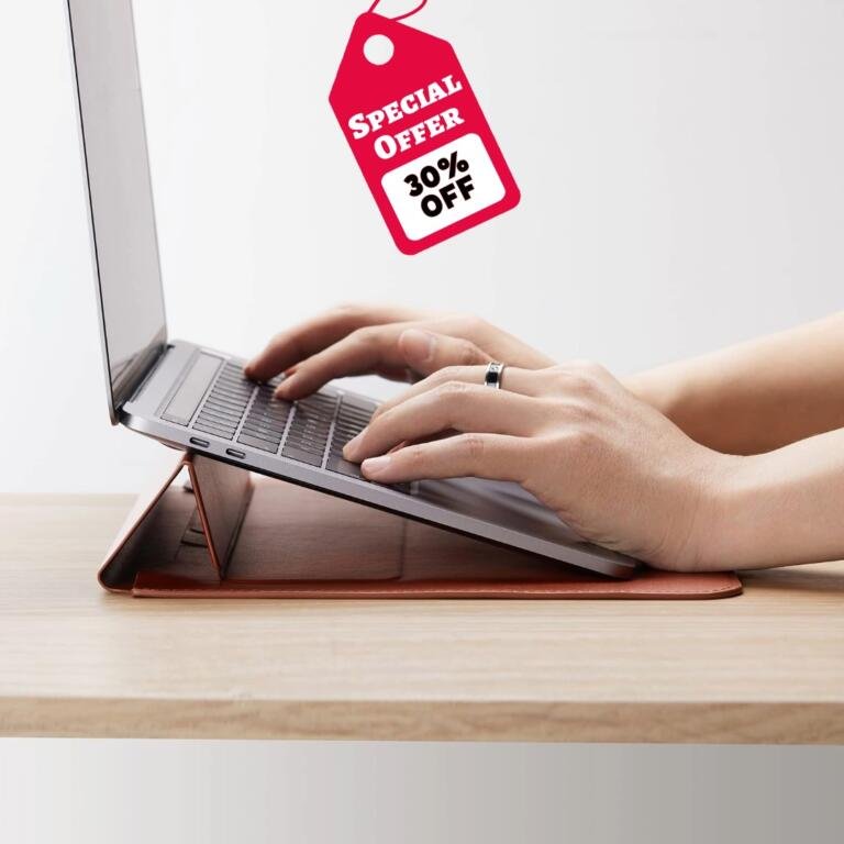 HyperShield Stand & Go Laptop Sleeve for MacBook Pro/Air 13"/14" in Tan Now $31.49 Only 16