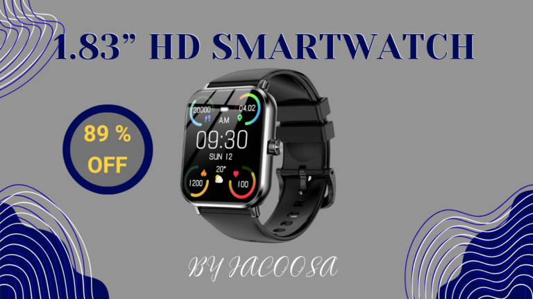 Smartwatch display showing time, date, weather, and a prominent 89% off discount.