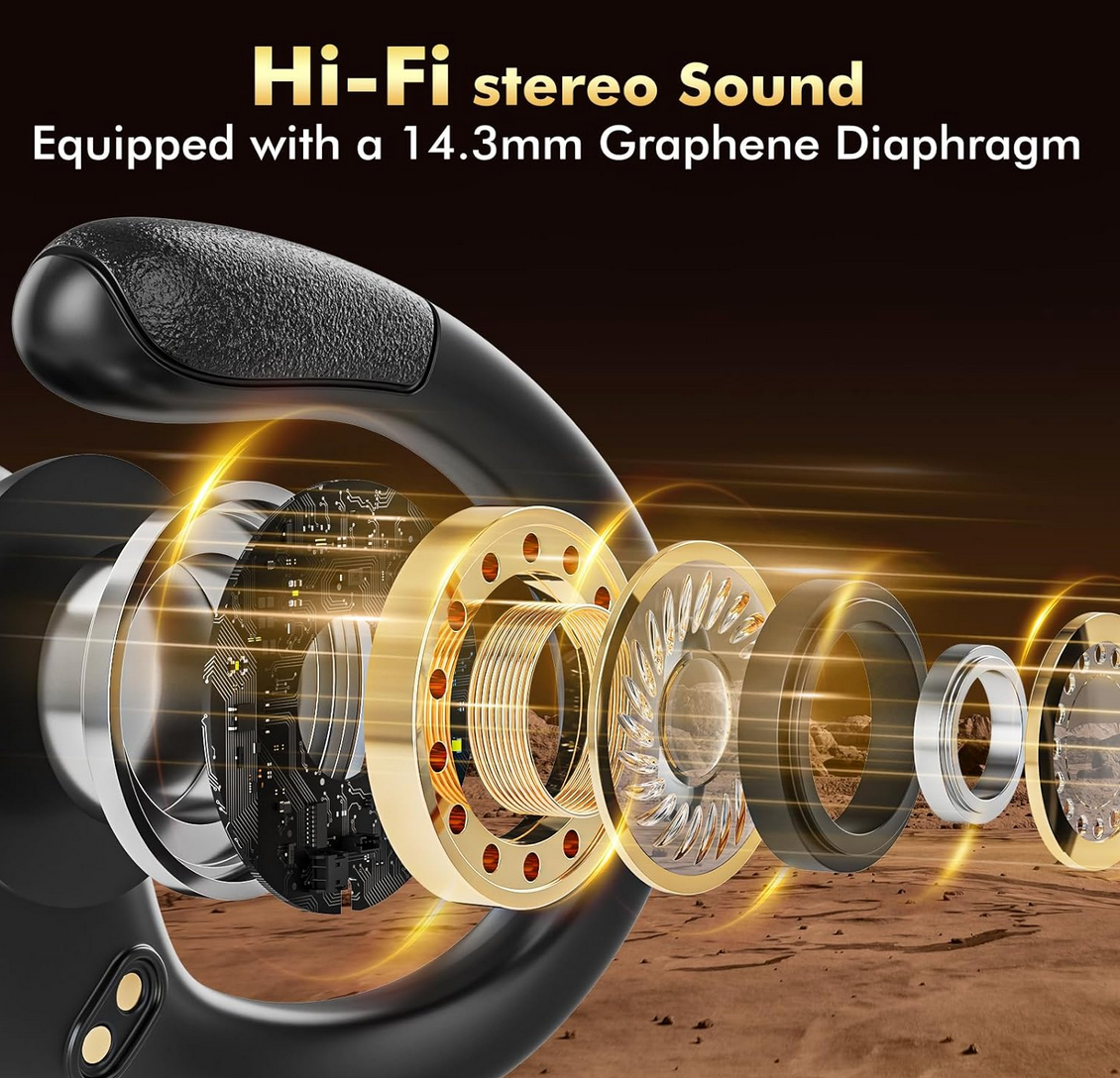 Contents of HAOYUYAN wireless earbuds package including charging case, earbuds, and ear tips.