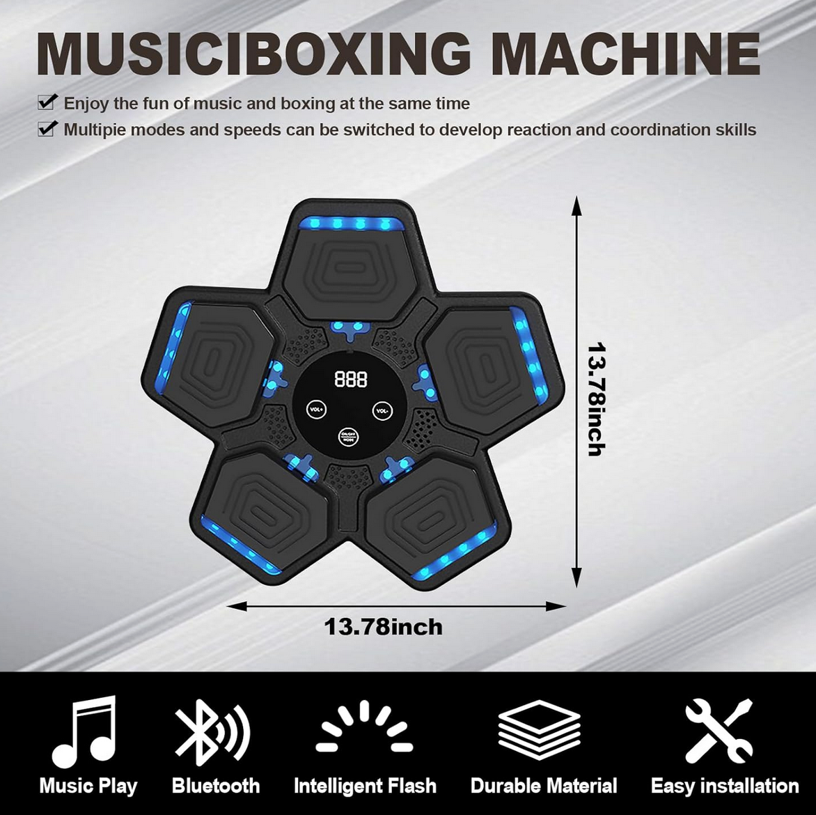 its functionalities displayed  and USB cable with HOTSEVEN smart punch pad.