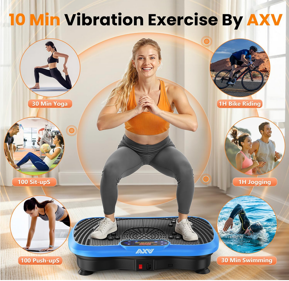 Top 10 Reasons the AXV Vibration Plate Is the Best Budget Home Workout Machine (Under $100!) 3 Woman exercising on AXV vibration plate at home