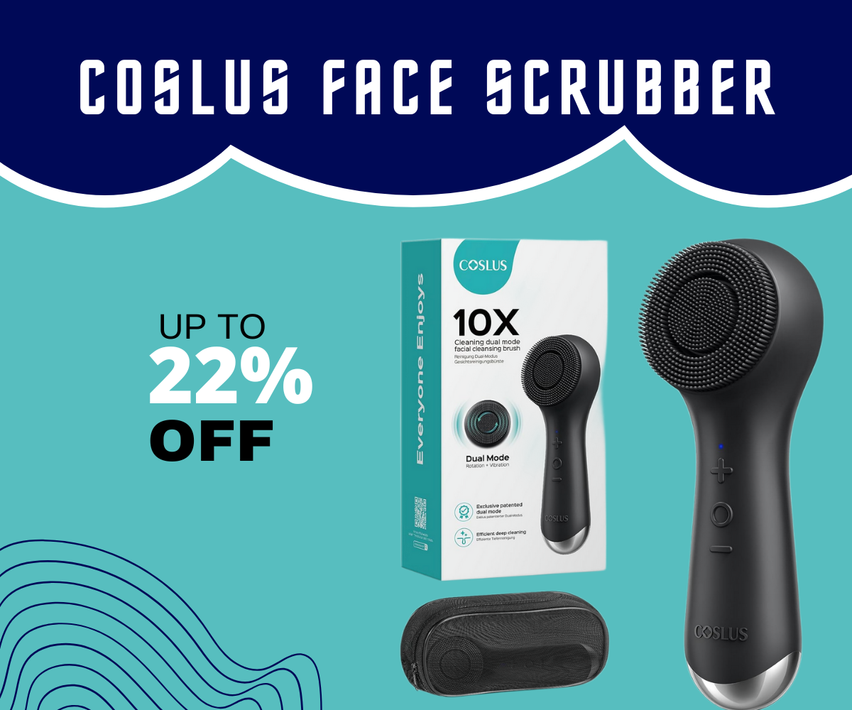 Incredible COSLUS black 2-in-1 electric facial cleansing scrubber