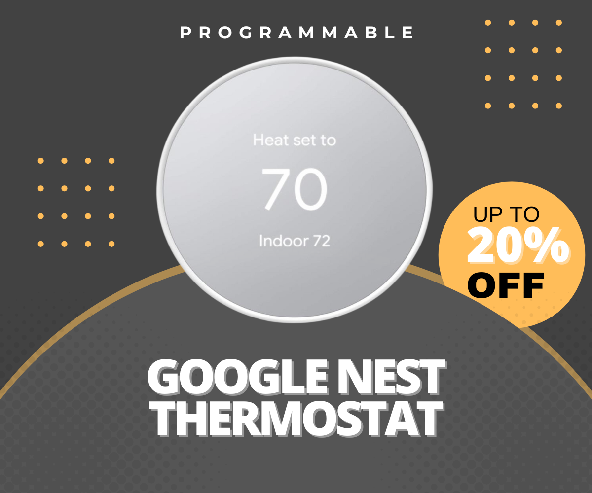 Google Nest Smart Thermostat in Snow color set to 70 degrees, with simple round design and temperature display.