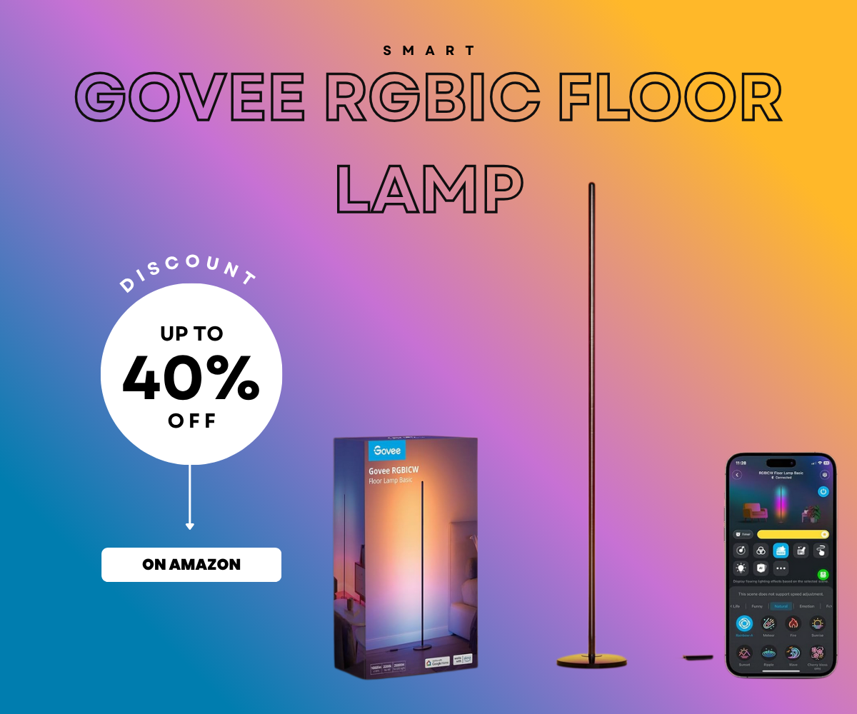 Govee RGBIC Floor Lamp – 40% Off on Best LED Corner Lamp with Alexa & Music Sync 2