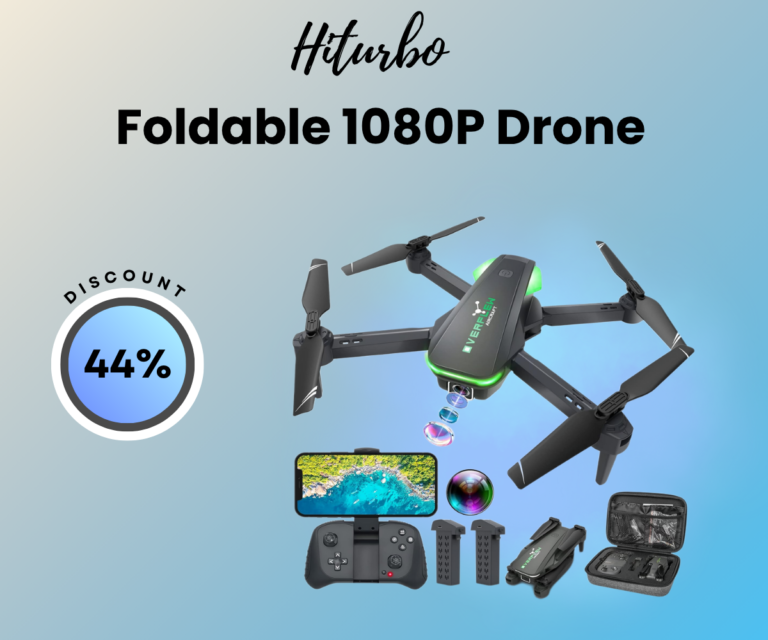 Your First Flying Buddy! The Hiturbo Foldable 1080P Drone That Makes Flying Fun & Easy 12 Hiturbo foldable drone with 1080P camera, remote control, and batteries