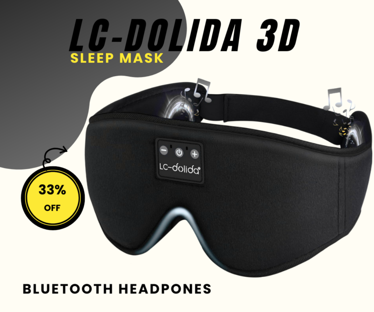 LC-dolida Sleep Headphones 3D Bluetooth Sleep Mask with music notes illustration