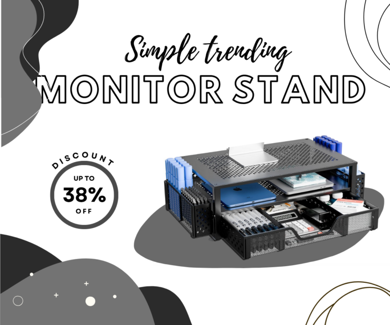 Boost Your Workspace With Ultimate 2-Tier Metal Monitor Stand Riser - 38% OFF Black 10 Simple Trending 2-tier metal monitor stand riser in black with drawer and pen holde