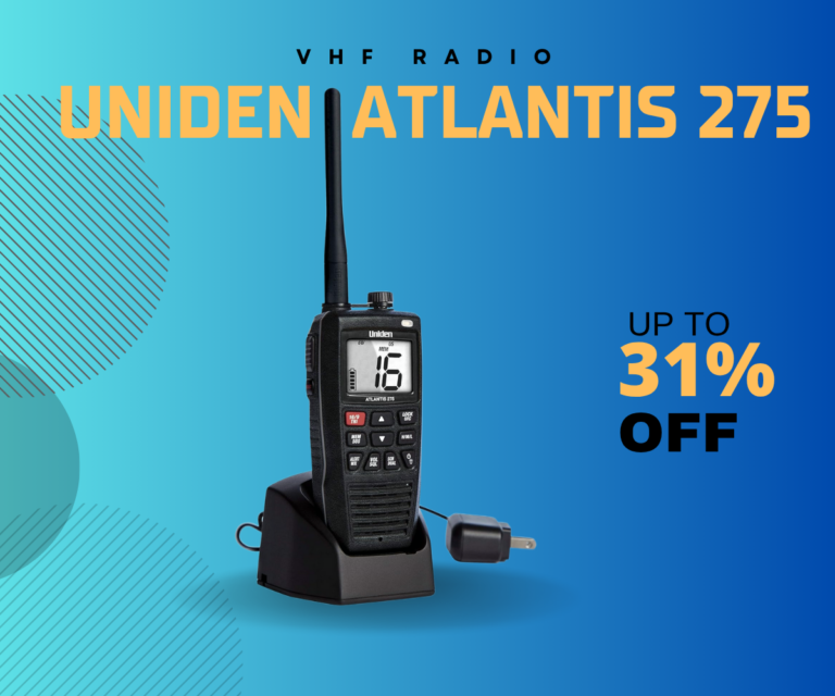 Is the Uniden Atlantis 275 the Best Waterproof VHF Radio for Boaters in 2025? Let’s Find Out! 10 Close-up of the Uniden Atlantis 275 large dual-color screen and keypad.