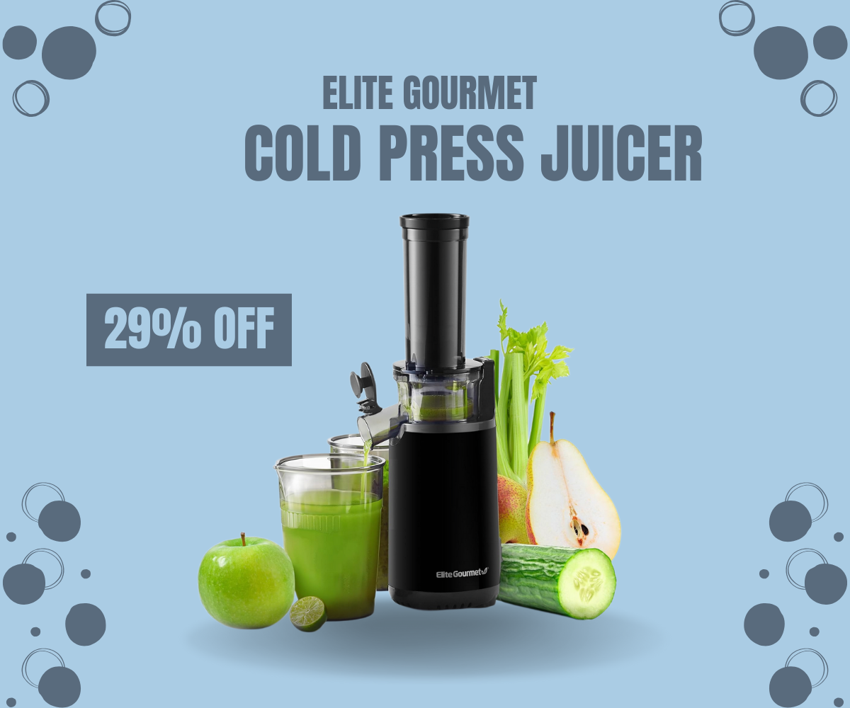 Elite Gourmet charcoal grey slow masticating juicer