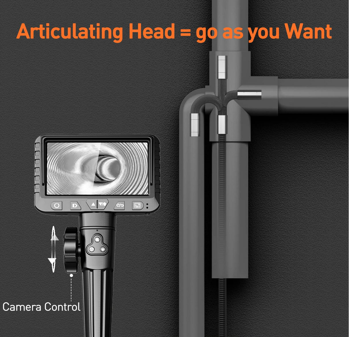 DXZtoz two-way articulating borescope with screen display
