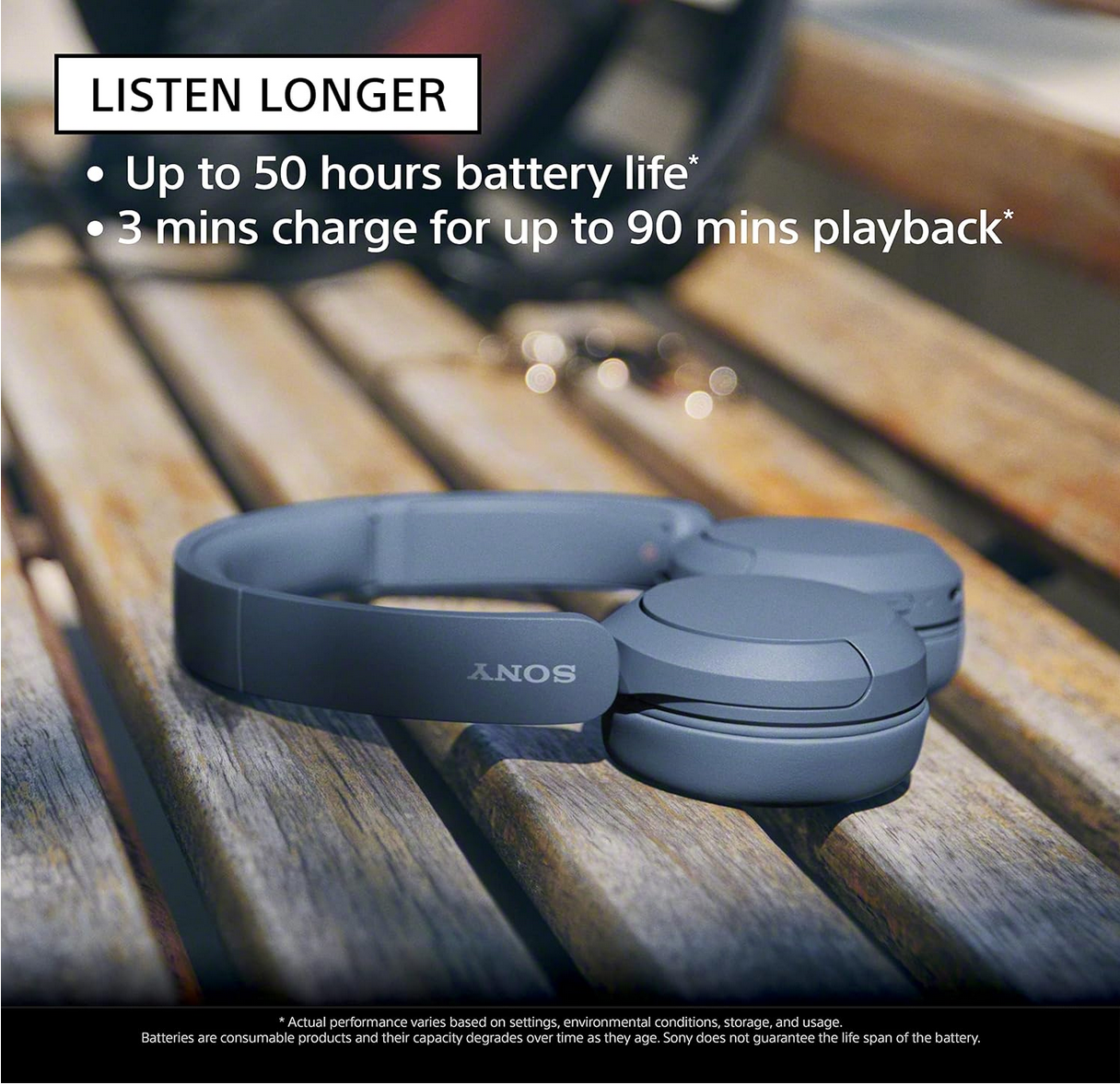 Sony WH-CH520 Wireless Headphones close-up view of ear cushions.