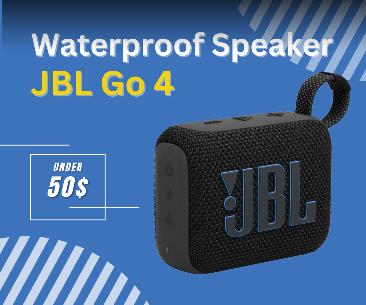 JBL Go 4 Black Ultra-Portable Bluetooth Speaker with strap and bold JBL logo.