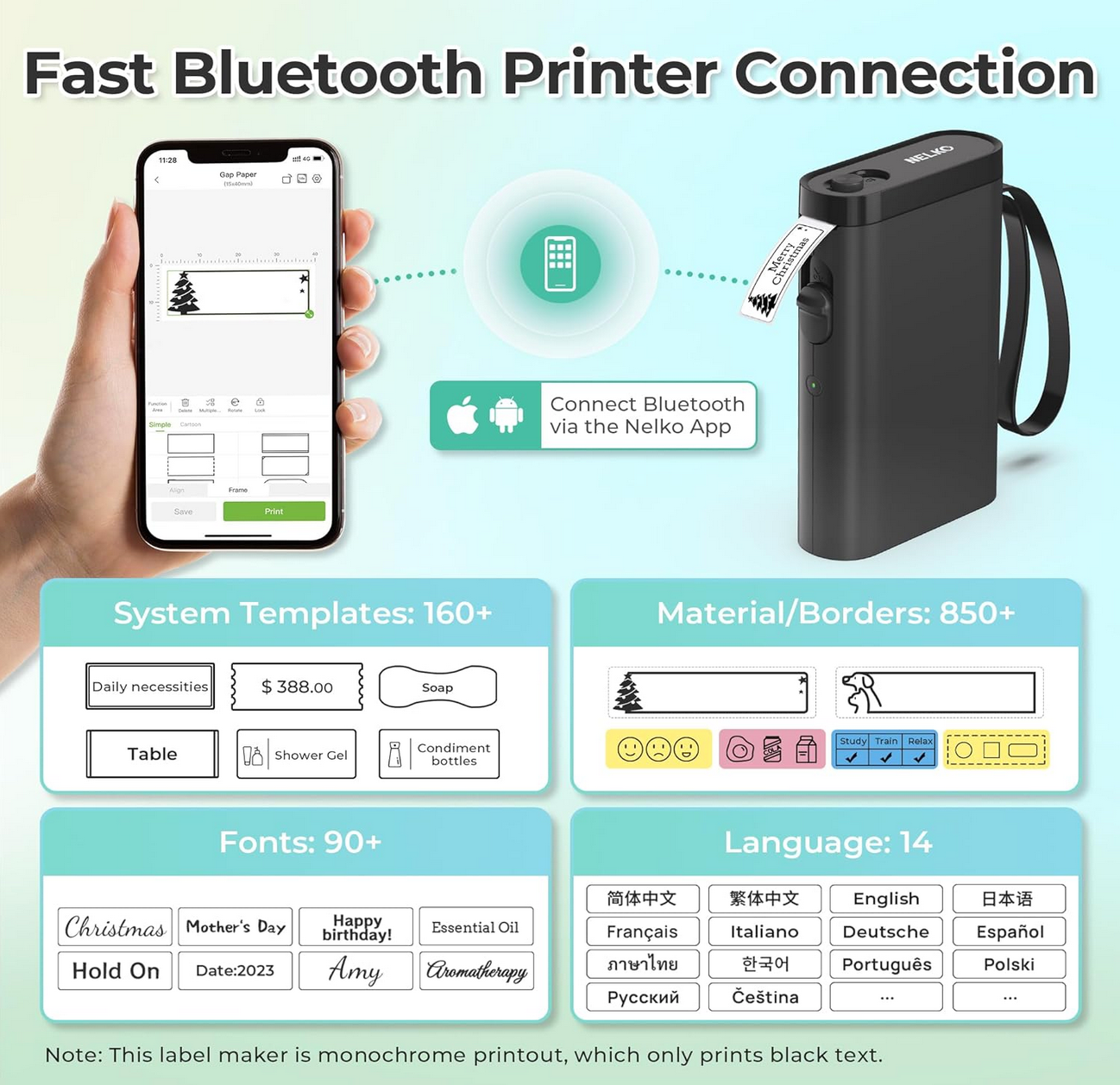 Nelko P21 Bluetooth Label Maker in White with Tape – Compact wireless label printer for home and office