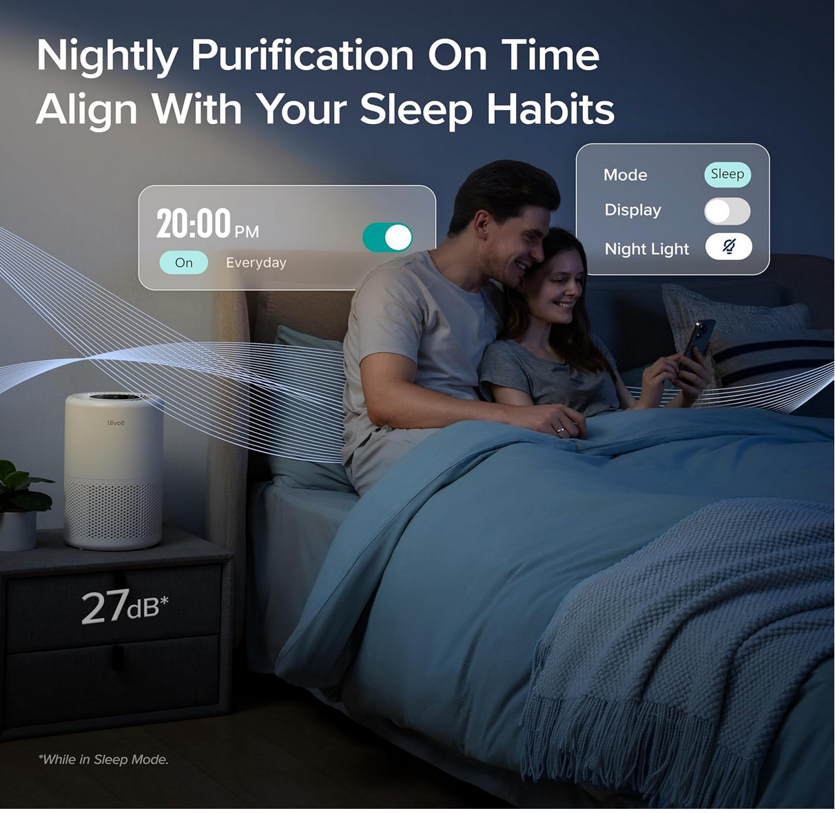 Is the LEVOIT Core 200S-P the Game-Changer Your Home’s Air Quality Needs? 3 Person relaxing in clean air environment with LEVOIT core airpurifier on side table