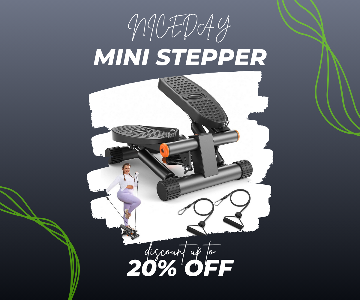 Compact Niceday mini stepper with resistance bands and LCD monitor for home workouts,