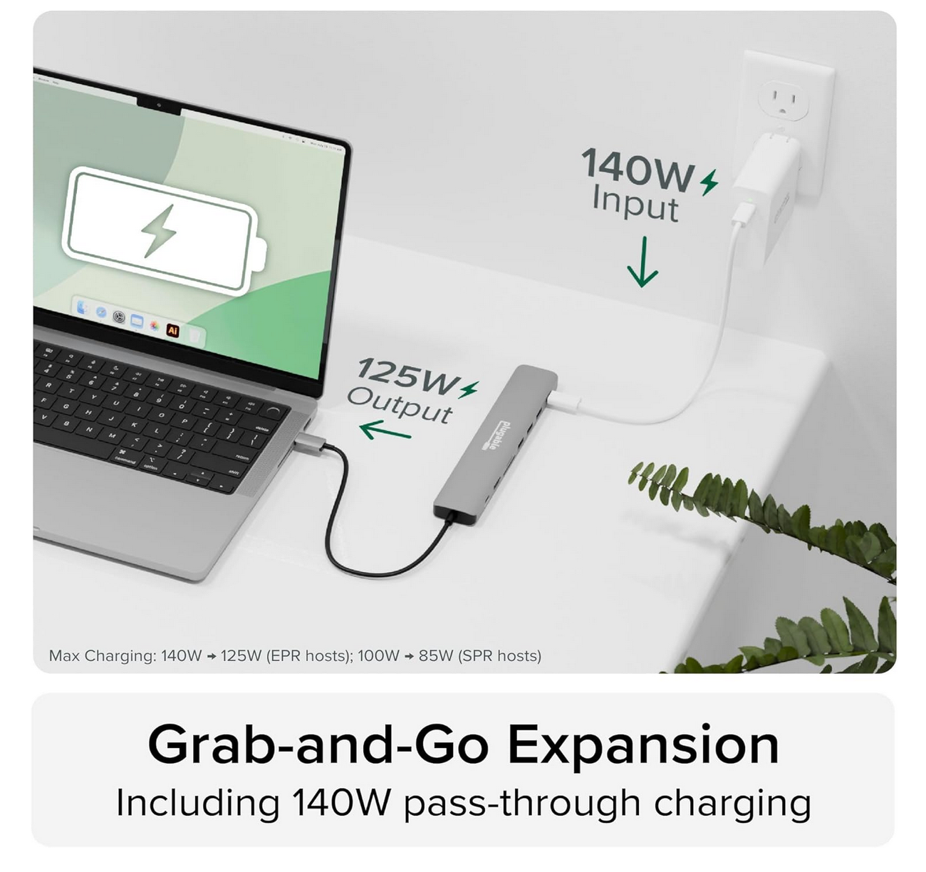 Laptop displaying 4K content via HDMI connection from the Plugable USB-C 9-in-1 Hub