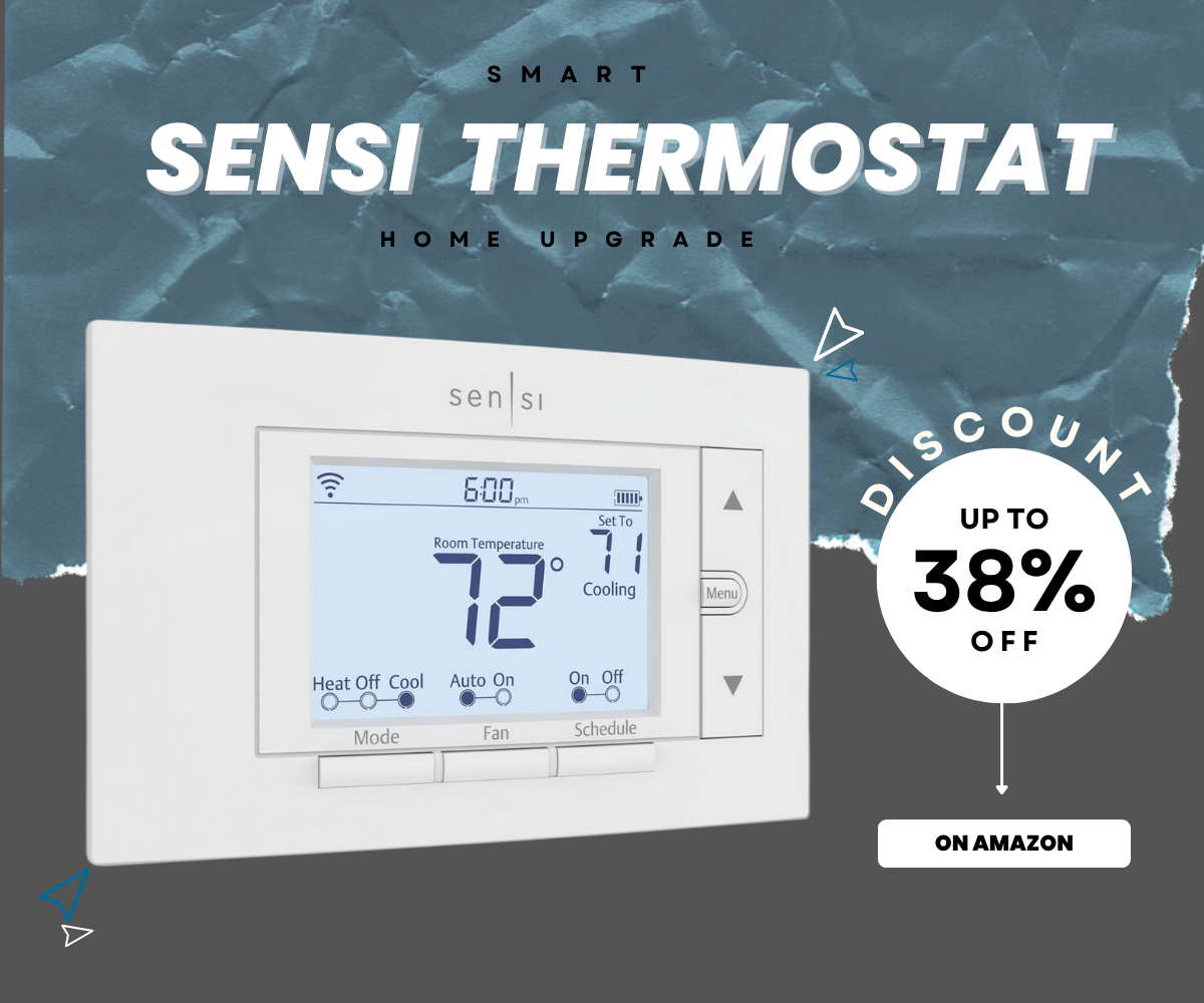 Sensi thermostat front display close-up showing room temperature