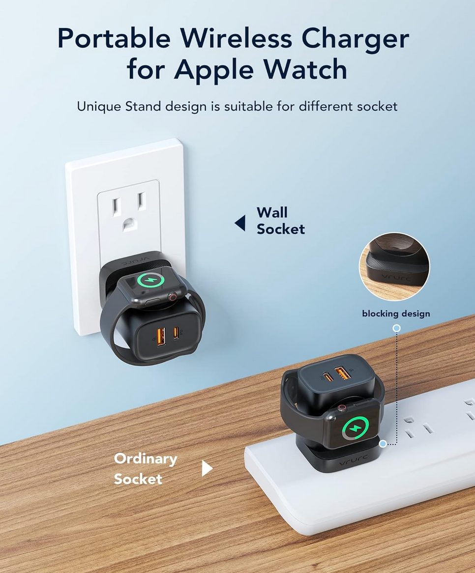 Magnetic wireless Apple Watch charger compatible with iPhone and Android