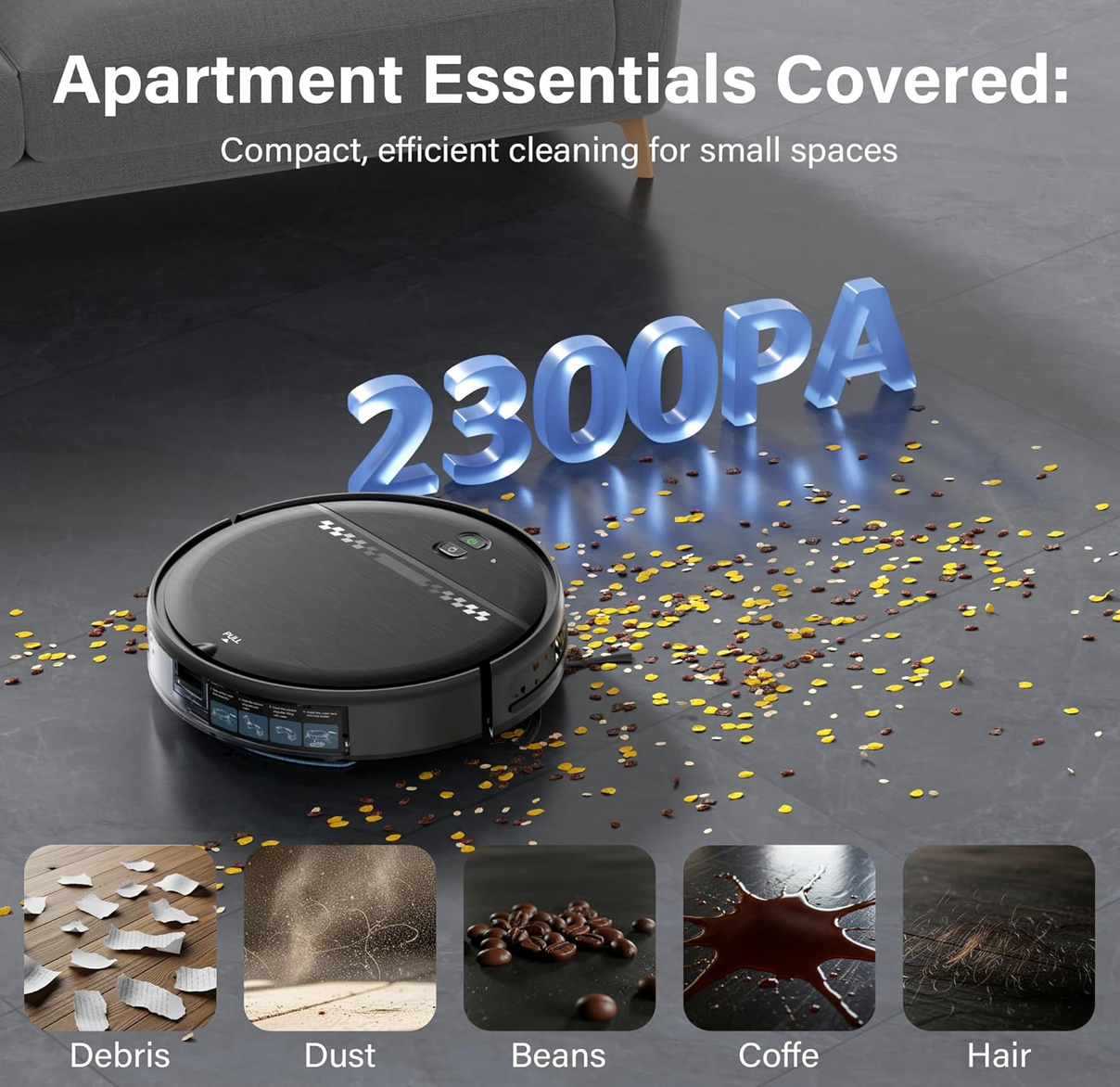 2-in-1 ZC WAS Robot Vacuum and Mop Combo: A Massive 77% OFF Deal You Can't Ignore! 2 ZC WAS gray robot vacuum and mop combo on a hardwood floor.