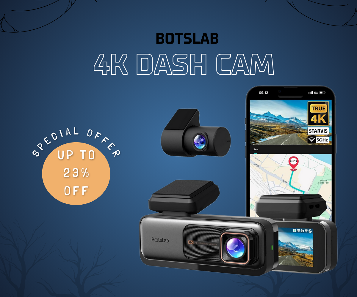 BOTSLAB silver 4K dual dash cam for front